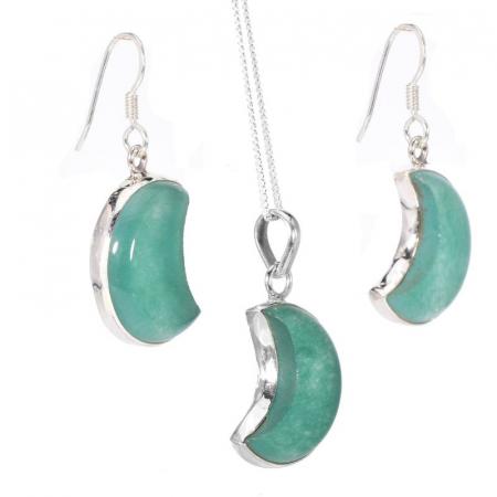 Set argint jad verde Luna - cercei, pandantiv, lantisor [3]