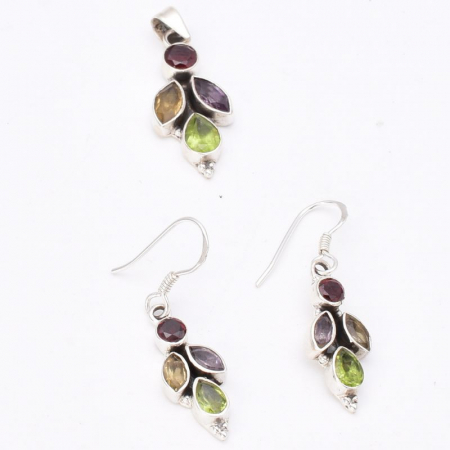 Set argint mix pietre semipretioase - granat, citrin, peridot, ametist [2]