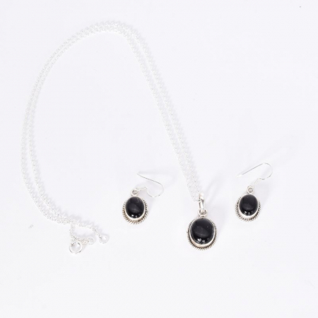 Set argint onix negru Funie Rasucita - cercei, pandantiv, lantisor [2]