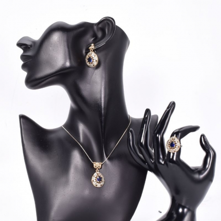 Set argint otoman forma para cu cubic zirconia albastru, alb [1]