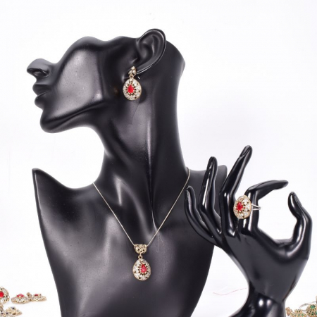 Set argint otoman forma para cu cubic zirconia rosu, alb [1]