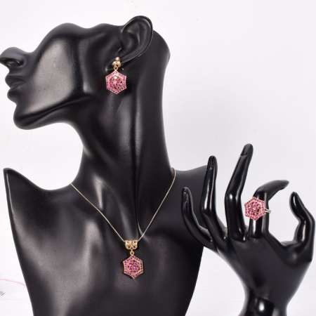 Set argint otoman hexagon cu CZ rosii Regina Anatoliei [1]