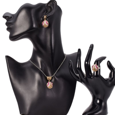 Set argint otoman Trandafir cu CZ rosii, albe [1]