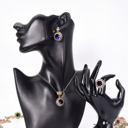 Set argint rotund cu cubic zirconia  albastru - stil otoman [1]