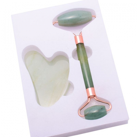 Set rola masaj facial si gua sha jad verde