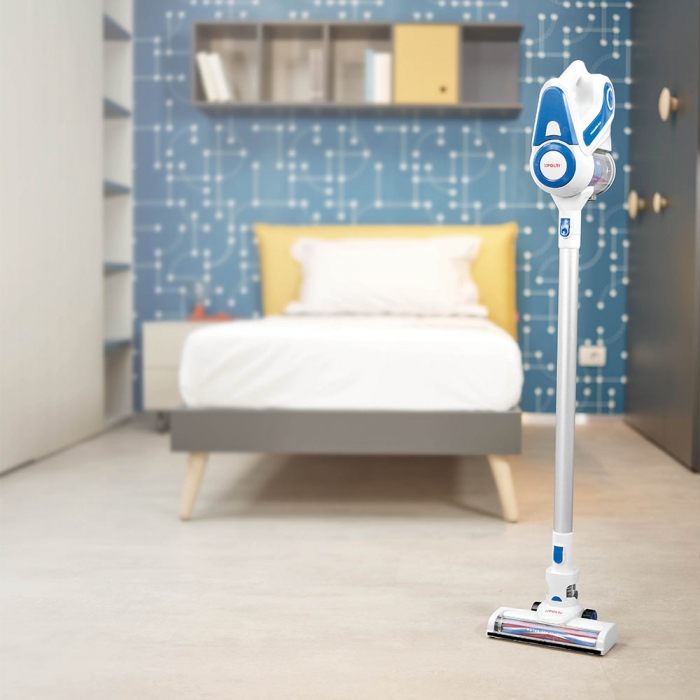Aspirator Vertical fara Fir Polti Forzaspira Slim SR90, 2 in 1, Cyclonic, Autonomie lucru 40 min, 0.5 l, Perie Motorizata, Gri/Albastru [4]