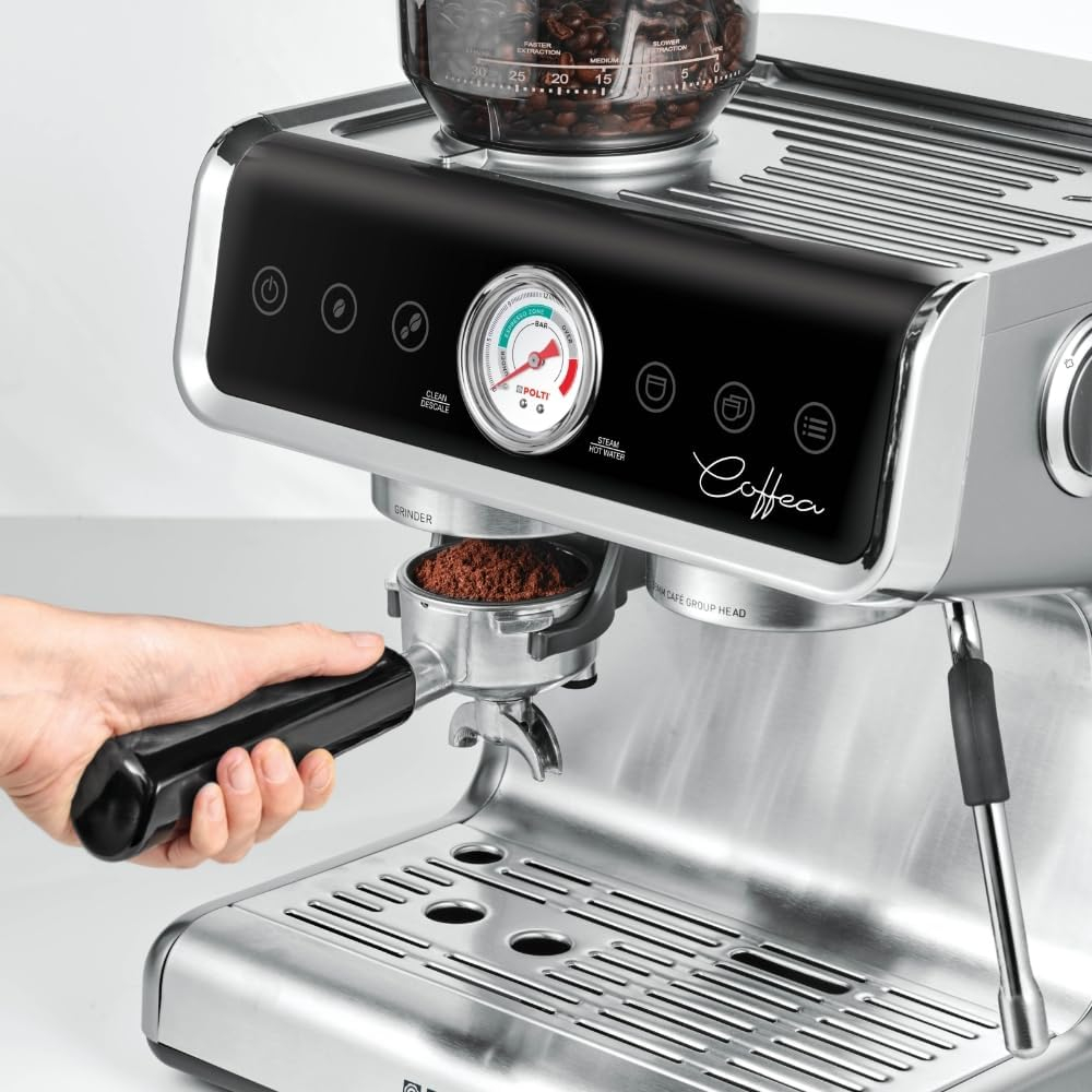 Espressor profesional manual cu rasnita de cafea, Polti Coffea G50S, 2,8l, 1550W,15 bar, pentru espresso si cappuccino [2]