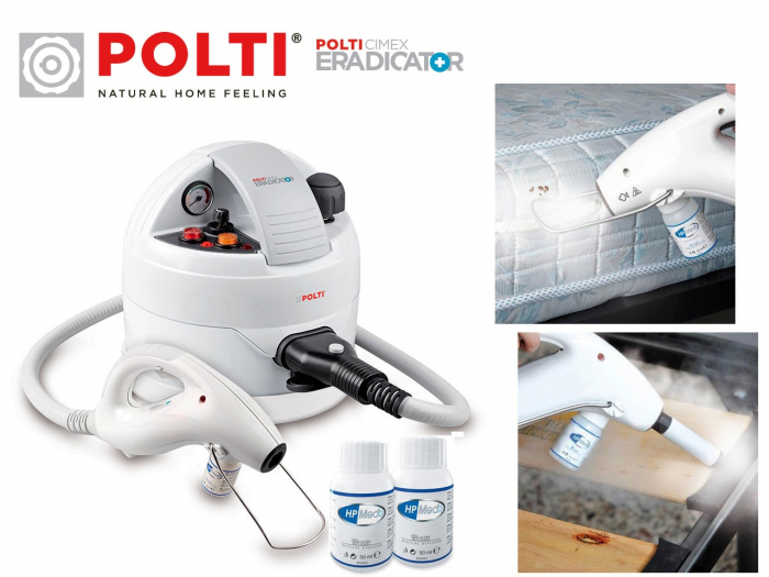Kit profesional cu aparat cu abur pentru uciderea definitiva a plosnitelor de pat si dezinfectare spatii comerciale