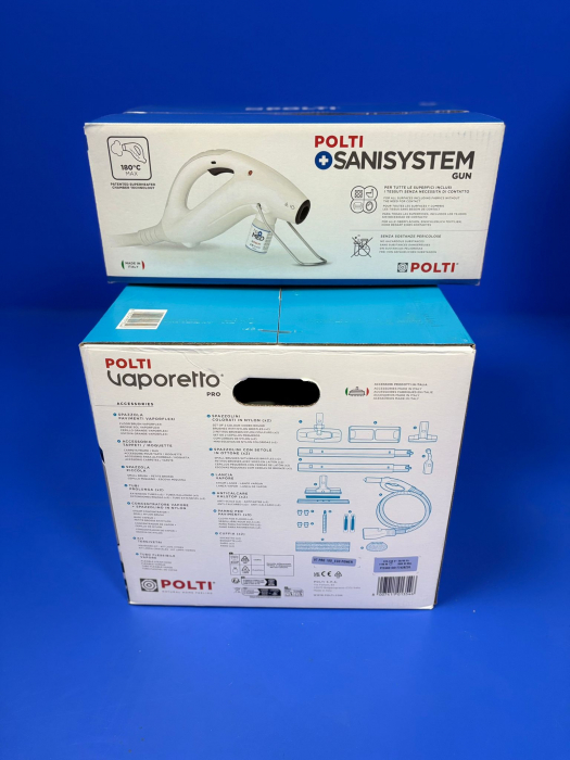 KIT Profesional Polti pentru Eliminarea Ploșnițelor, Autonomie Nelimitată de Funcționare, 1900 W, Emisie Abur până la 140 gr/min, 15 Accesorii, 5,5 BAR, Funcție Turbo, Abur până la 180°C, Alb/Albastru [2]