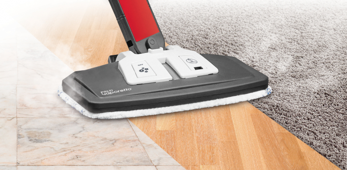 Mop cu Abur Polti Vaporetto SV650_Style 2 în 1, 1500 W, Abur Reglabil, Mâner Plută, 19 Accesorii, Autonomie Nelimitată, Alb/Roșu [12]