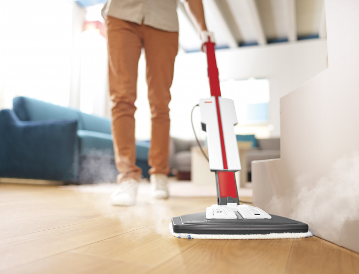Mop cu Abur Polti Vaporetto SV650_Style 2 în 1, 1500 W, Abur Reglabil, Mâner Plută, 19 Accesorii, Autonomie Nelimitată, Alb/Roșu [16]
