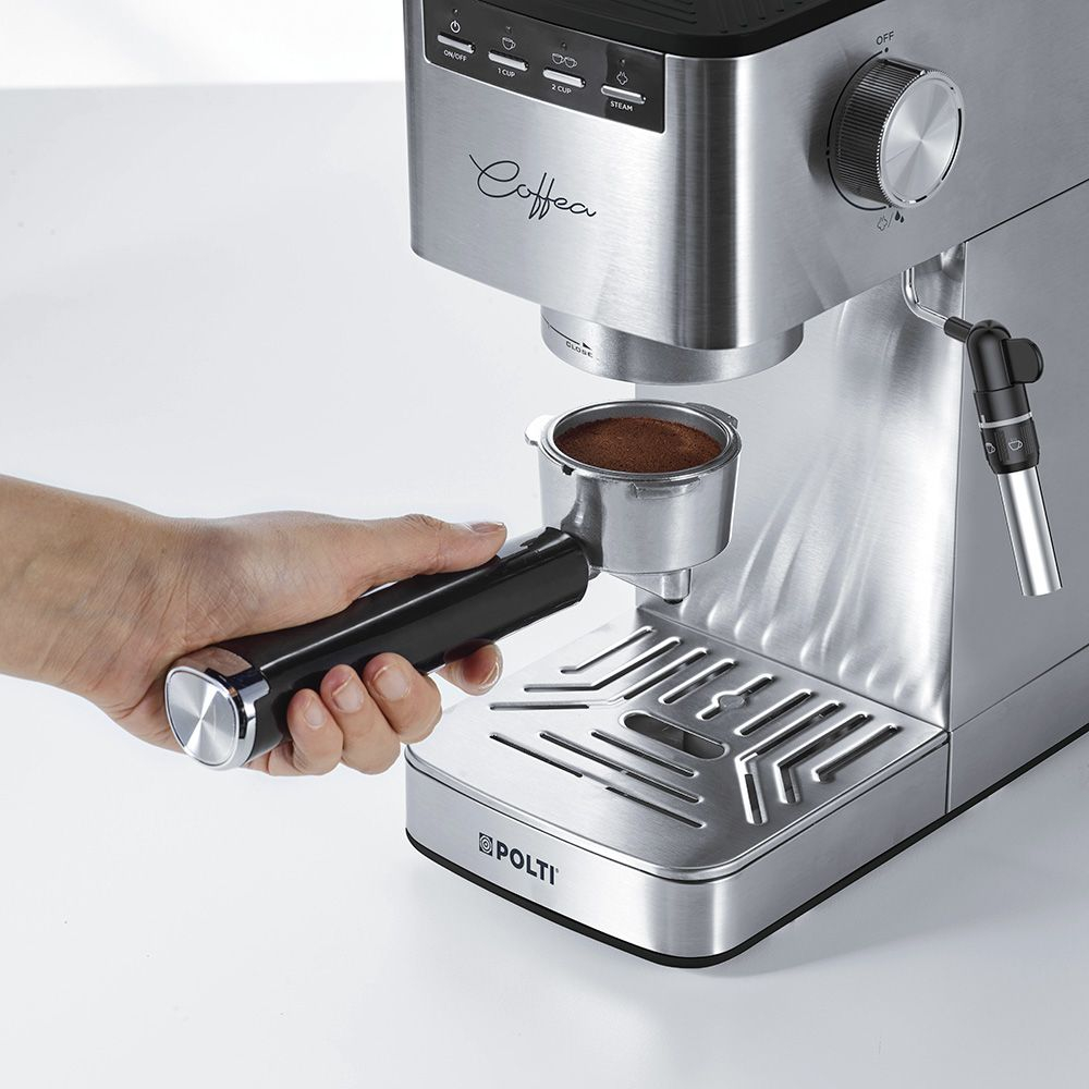 Polti Coffea P10S espressor de cafea pentru espresso și cappuccino, compatibilă cu cafea măcinată și capsule E.S.E. de 44 mm, Steamymilk pentru spumarea laptelui, rezervor detașabil de 1,3 l, 1450 W, [7]