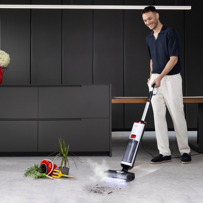 Aspirator vertical, cu fir, cu abur și aspirare umed-uscată, 450 W, aspirare 14 kPa, 0.6 l, 71 Db, 4,2 Kg, gri/alb, Polti RollySteam WD10C [9]