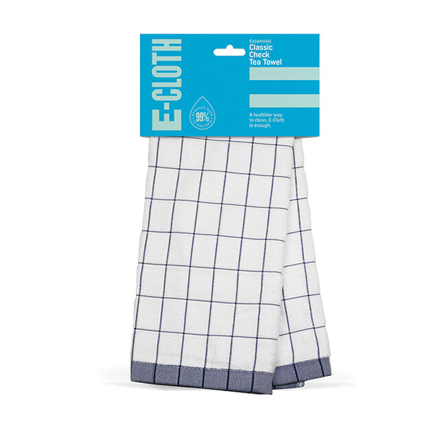 Prosop Premium E-Cloth de Bucatarie pentru Pahare, Farfurii de Portelan, Tacamuri, 60 x 40 cm, Alb/Albastru [2]