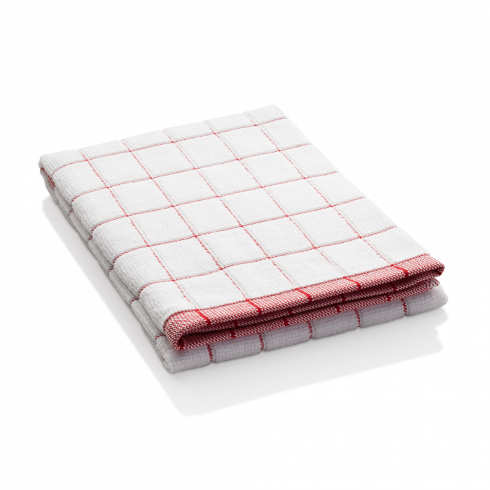 Prosop Premium E-Cloth de Bucatarie pentru Pahare, Farfurii de Portelan, Tacamuri, 60 x 40 cm, Alb/Rosu [3]