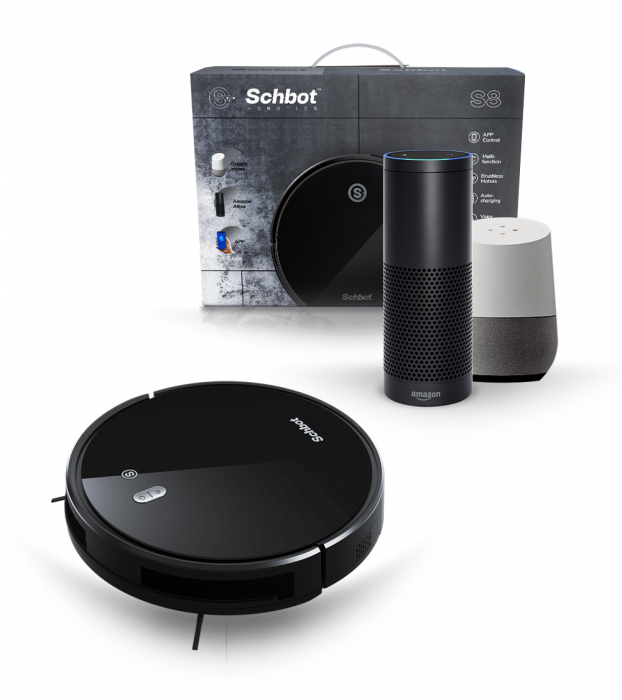Robot de Aspirare Schbot S8, Aspirator Robot 3 în 1: aspirare, spălare podele, curățare uscată și umedă, Autonomie 120-160 minute, Rezervor praf 600 ml, Rezervor apă 370 ml,, Stație Încărcare, Telecom [4]