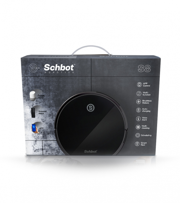 Robot de Aspirare Schbot S8, Aspirator Robot 3 în 1: aspirare, spălare podele, curățare uscată și umedă, Autonomie 120-160 minute, Rezervor praf 600 ml, Rezervor apă 370 ml,, Stație Încărcare, Telecom [5]