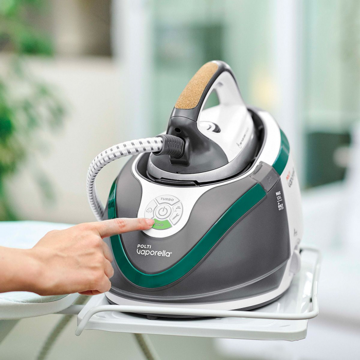 Statie de Calcat Polti Vaporella Next VN18.65, Talpa Aluminiu, 2200 W, 1.3 l, 7,2 BAR, Abur 450 gr/min, 3 Programe, Sistem Anti Calcar, Inchidere Automata, Alb/Verde [7]