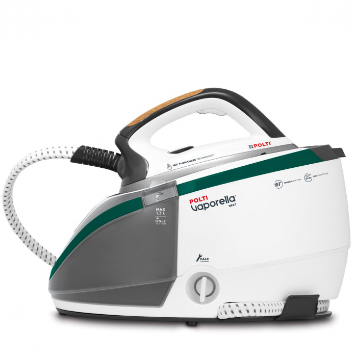 Statie de Calcat Polti Vaporella Next VN18.65, Talpa Aluminiu, 2200 W, 1.3 l, 7,2 BAR, Abur 450 gr/min, 3 Programe, Sistem Anti Calcar, Inchidere Automata, Alb/Verde [4]