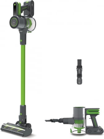 Aspiratoare verticale - Aspirator Vertical fără Fir Polti Forzaspira D-Power SR500, Multiciclonic, Reîncărcabil, Motor Digital, 3 Programe, Autonomie Lucru 40 min, 0.6 l, Verde/Gri