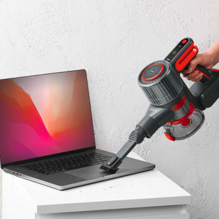 Aspirator Vertical fără Fir Polti Forzaspira D-Power SR550, Multiciclonic, Reîncărcabil, Motor Digital, 3 Programe, Autonomie Lucru 40 min, 0.6 l, Roșu/Gri [6]