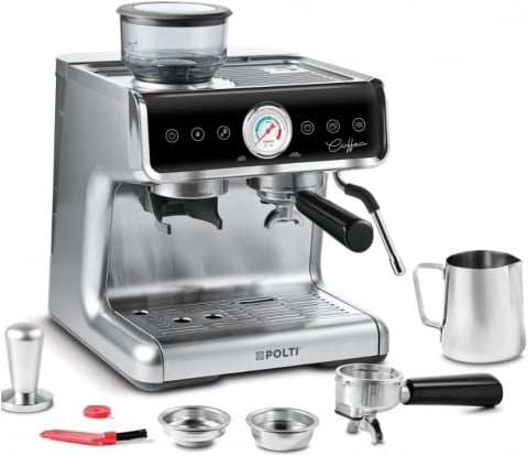 Cafea și espressoare - Espressor profesional manual cu rasnita de cafea, Polti Coffea G50S, 2,8l, 1550W,15 bar, pentru espresso si cappuccino