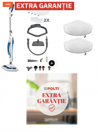 Kit  Polti Vaporetto SV 460 Double, 17 in 1, 1500 W, 2.4Kg, Alb/Albastru + Set  Lavete Vapor force [0]