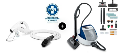 KIT Profesional Polti pentru Eliminarea Ploșnițelor, Autonomie Nelimitată de Funcționare, 1900 W, Emisie Abur până la 140 gr/min, 15 Accesorii, 5,5 BAR, Funcție Turbo, Abur până la 180°C, Alb/Albastru [0]