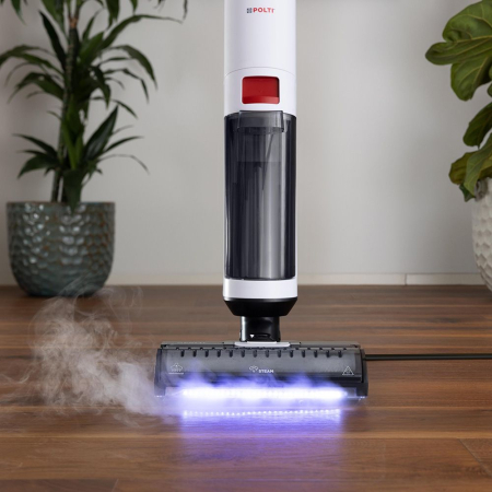 Aspirator vertical, cu fir, cu abur și aspirare umed-uscată, 450 W, aspirare 14 kPa, 0.6 l, 71 Db, 4,2 Kg, gri/alb, Polti RollySteam WD10C [7]