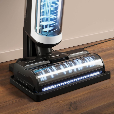 Aspirator vertical, fără fir, cu abur și aspirare umed-uscată, 450 W, baterie 21,6 V, aspirare 14 kPa, 0.6 l, 71 Db, 4,2 Kg, gri/alb, Polti RollySteam WD30C [9]