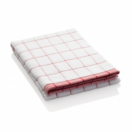 Prosop Premium E-Cloth de Bucatarie pentru Pahare, Farfurii de Portelan, Tacamuri, 60 x 40 cm, Alb/Rosu [2]