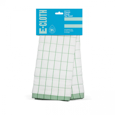Prosop Premium E-Cloth de Bucatarie pentru Pahare, Farfurii de Portelan, Tacamuri, 60 x 40 cm, Alb/Verde [1]
