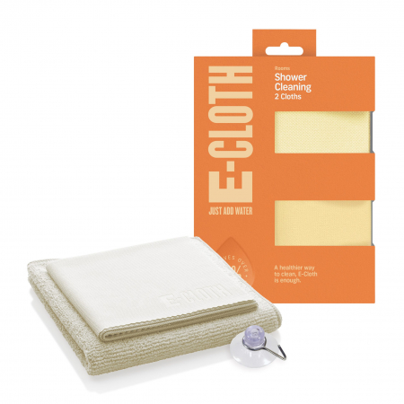 Curățenie Generală - Set Doua Lavete Premium E-Cloth din Microfibra pentru Curatare si Lustruire Cabina de Dus, 32 x 32 cm, Carlig cu Ventuza