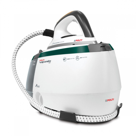 Statie de Calcat Polti Vaporella Next VN18.65, Talpa Aluminiu, 2200 W, 1.3 l, 7,2 BAR, Abur 450 gr/min, 3 Programe, Sistem Anti Calcar, Inchidere Automata, Alb/Verde [1]