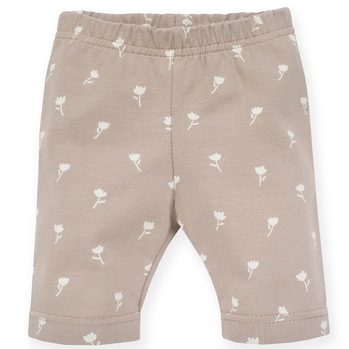 Pantalon 3/4 "leggings", bumbac 100%, Maro cu floricele albe, fete_Tiny Flowers [1]