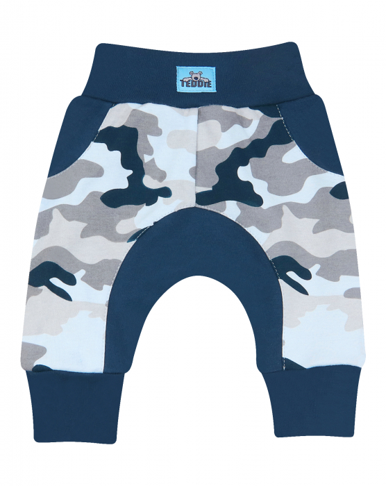 Pantalon lung, dublat, bumbac organic 100%, baieti, Army/Navy [1]