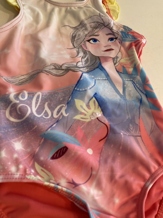 Costum baie intreg Disney, fete, Roz/Galben, Elsa [2]