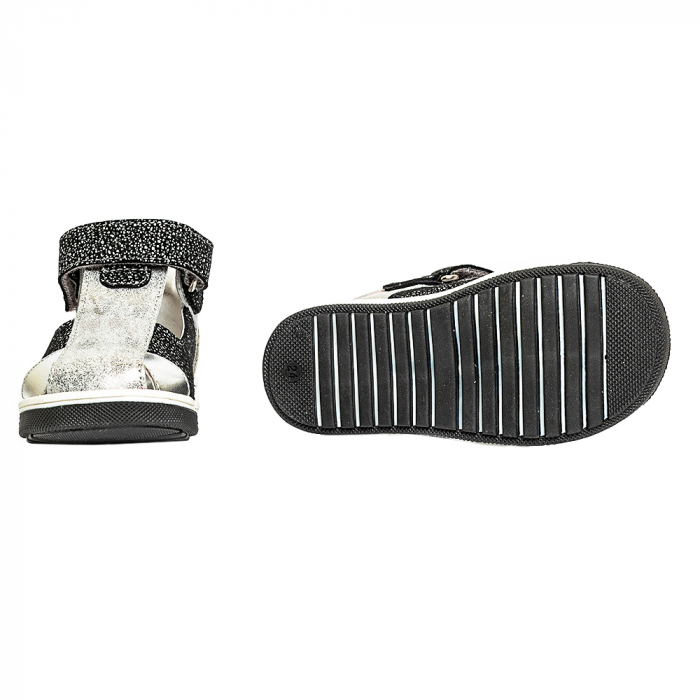 Sandale piele, negru/argintiu, fete, PABLO [4]