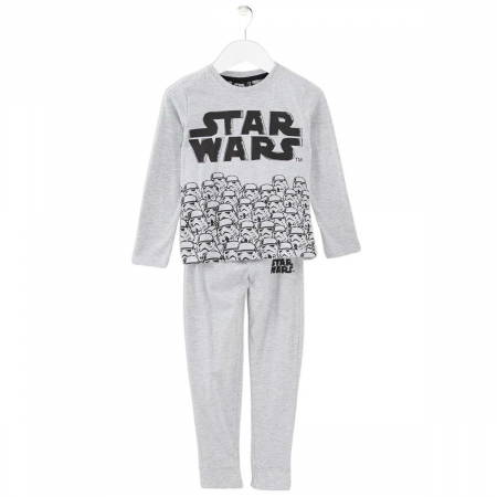 Pijama cu maneca lunga, doua piese, bumbac 100%, baieti, Gri, Star Wars [0]