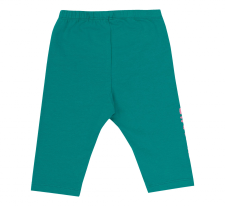 Compleu, tricou cu maneca scurta si pantalon leggings 3/4, bumbac 100%, fete, Roz/Verde [4]