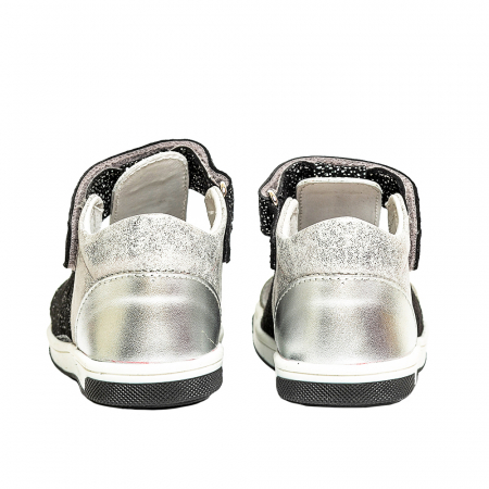 Sandale piele, negru/argintiu, fete, PABLO [2]