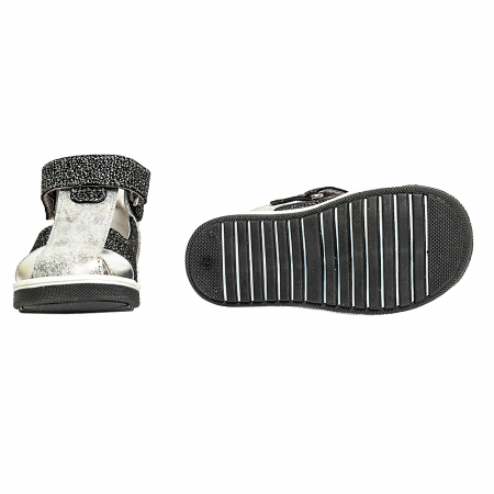 Sandale piele, negru/argintiu, fete, PABLO [3]