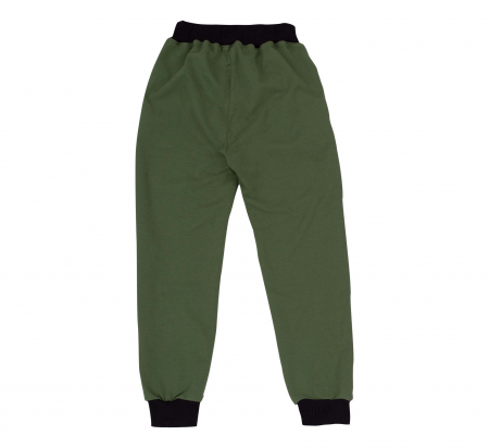 Pantalon trening cu buzunare, bumbac 100%, Verde, Safary [1]