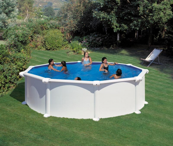 Set piscina prefabricata ATLANTIS rotunda cu pereti metalici albi ф460 х h 132cm [1]