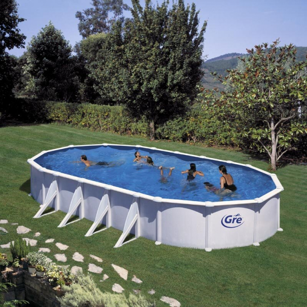 Set piscina prefabricata ATLANTIS ovala cu pereti metalici albi 915 x 470 h 132cm [1]