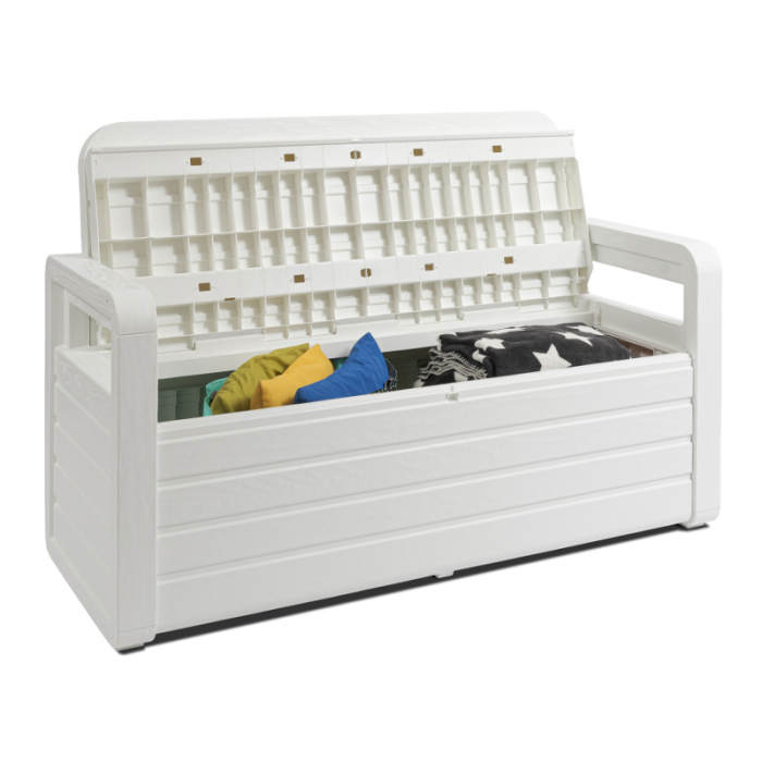 Banca de gradina cu lada Toomax Foreverspring Alba 132,5x58x89 cm [3]