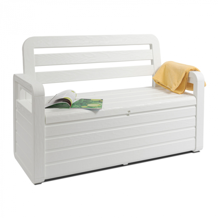 Banca de gradina cu lada Toomax Foreverspring Alba 132,5x58x89 cm [2]