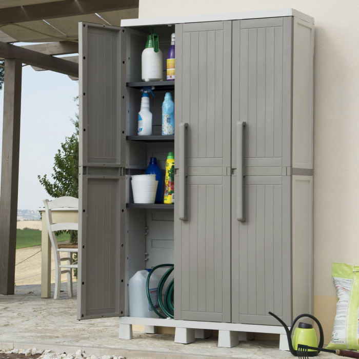 Dulap de gradina Toomax Wood Midi Gri 97x37x173 cm [5]