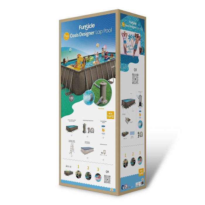 Piscina cadru metalic 732x366x132 cm FunSicle Oasis dreptunghiulara cu pompa de filtrare [8]