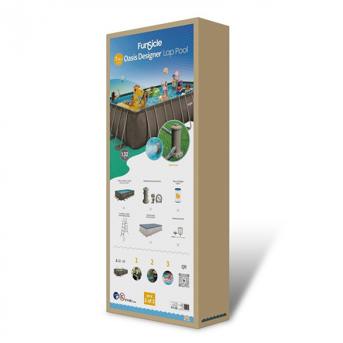 Piscina cadru metalic 732x366x132 cm FunSicle Oasis dreptunghiulara cu pompa de filtrare [9]